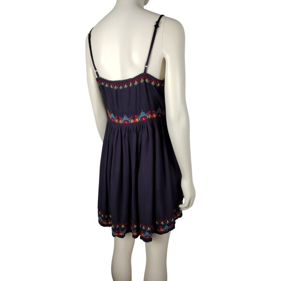 Natural Life Blue Embroidered Relaxed Fit Mini Spaghetti Strap Dress Size S - Picture 6 of 12